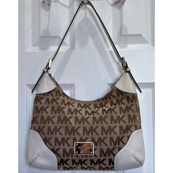 MICHAEL KORS - EUC Millbrook Signature Logo Hobo Shoulder Bag/Canvas & Leather - Picture 1 of 14